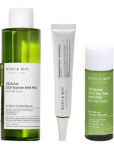 Mary & May Vegan CICA Teatree Toner Special Set 200ml + 30ml + 12g