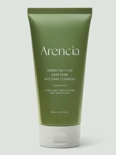 Arencia Green Tea + LHA Deep Pore Rice Cake Cleanser 150mL